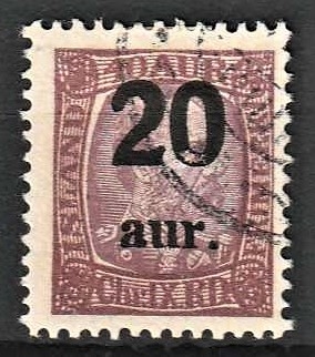 FRIMÆRKER ISLAND | 1921-22 - AFA 109 - Provisorier - 20/40 aur lilla - Stemplet